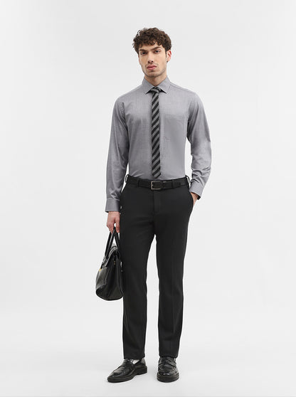 Dark Grey Solid Regular Fit Formal Shirt | JadeBlue