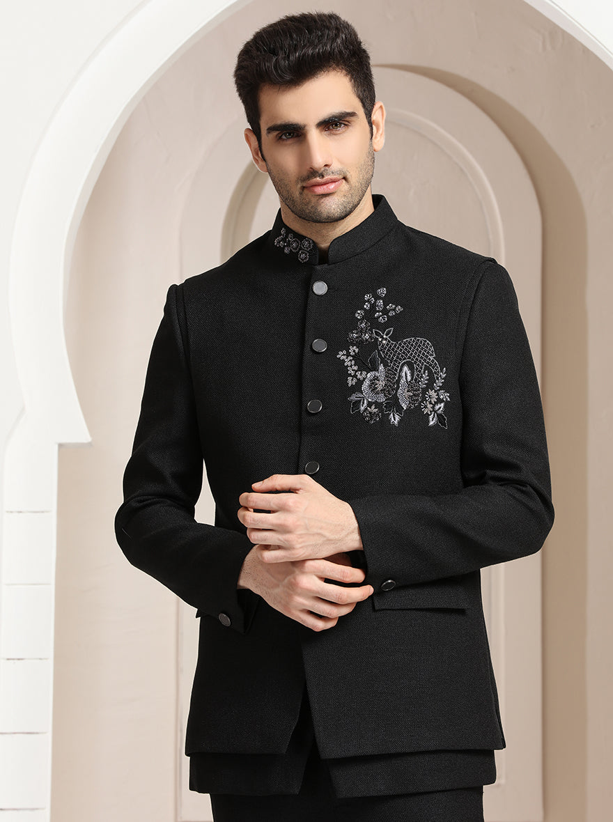 Black Embroidered Jodhpuri Suit | TULA