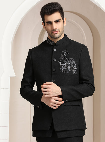 Black Embroidered Jodhpuri Suit | TULA