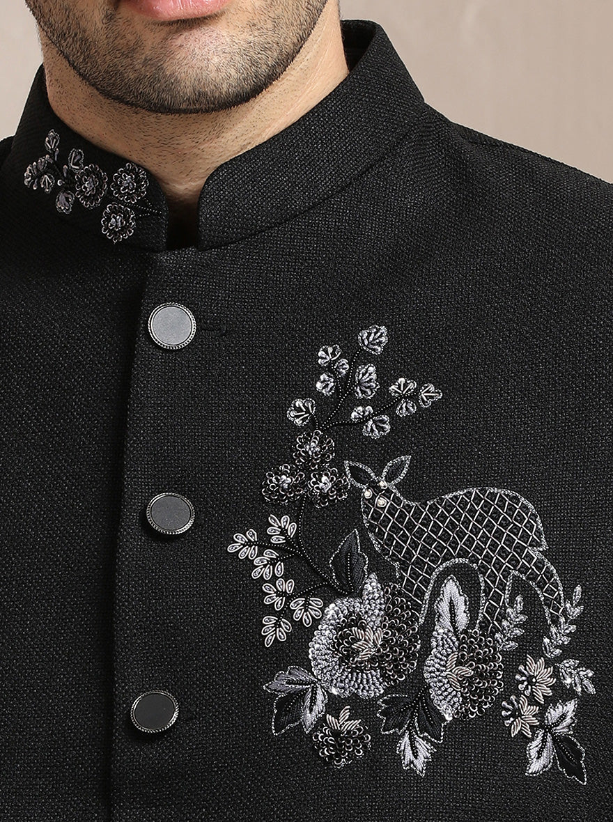 Black Embroidered Jodhpuri Suit | TULA