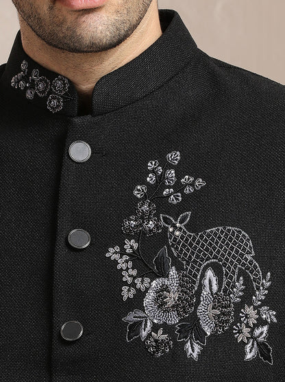 Black Embroidered Jodhpuri Suit | TULA