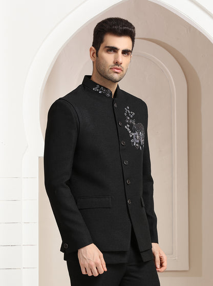 Black Embroidered Jodhpuri Suit | TULA
