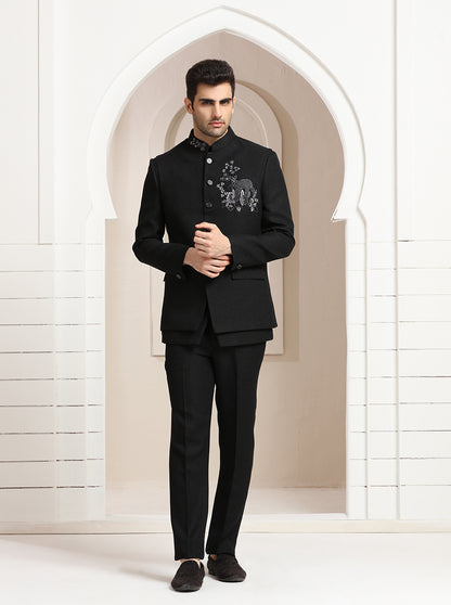 Black Embroidered Jodhpuri Suit | TULA