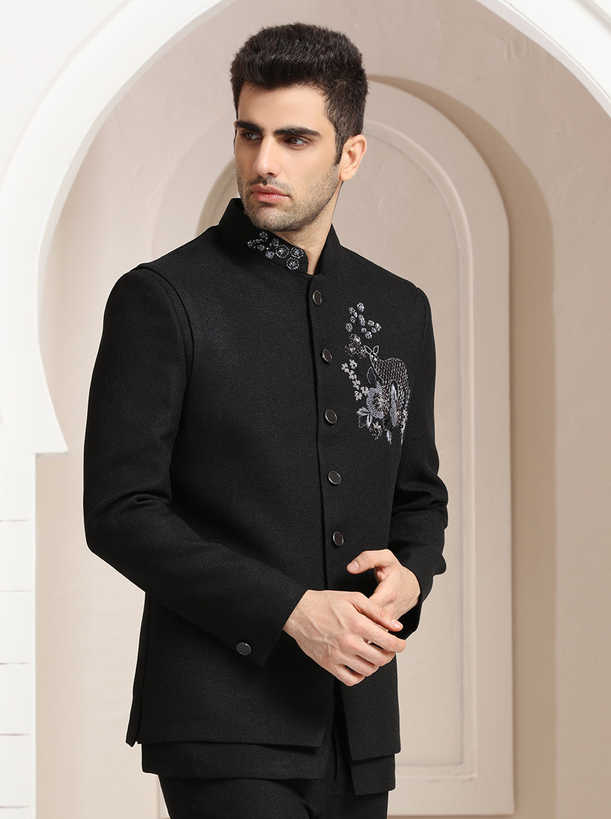 Black Embroidered Jodhpuri Suit | TULA