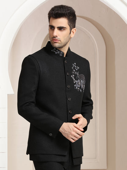 Black Embroidered Jodhpuri Suit | TULA