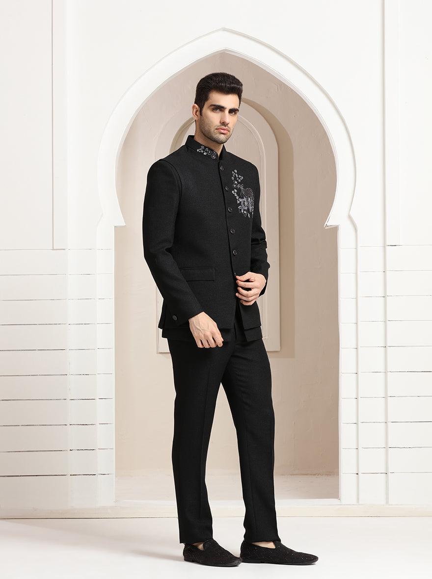 Black Embroidered Jodhpuri Suit | TULA