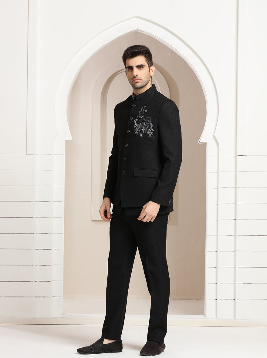 Black Embroidered Jodhpuri Suit | TULA