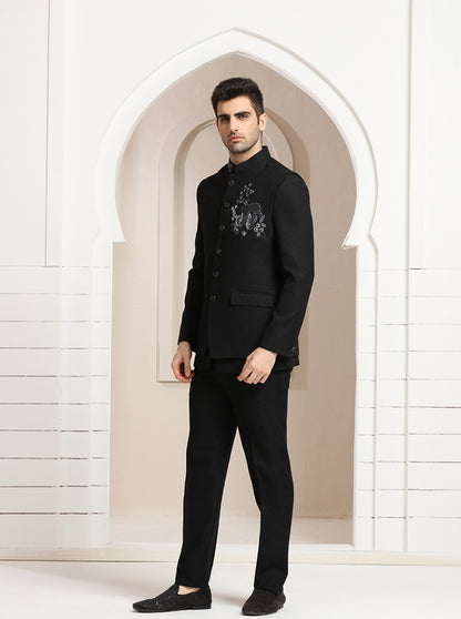 Black Embroidered Jodhpuri Suit | TULA
