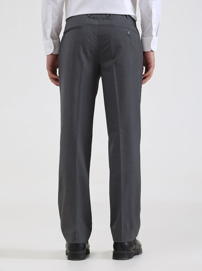 Grey Solid Regular Fit Formal Trouser | JadeBlue
