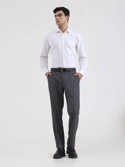 Grey Solid Regular Fit Formal Trouser | JadeBlue
