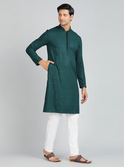 Bottle Green Kurta | The Kurta Company