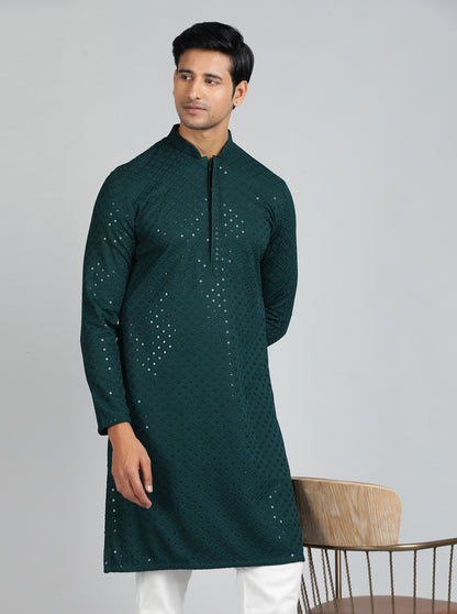 Bottle Green Kurta | The Kurta Company