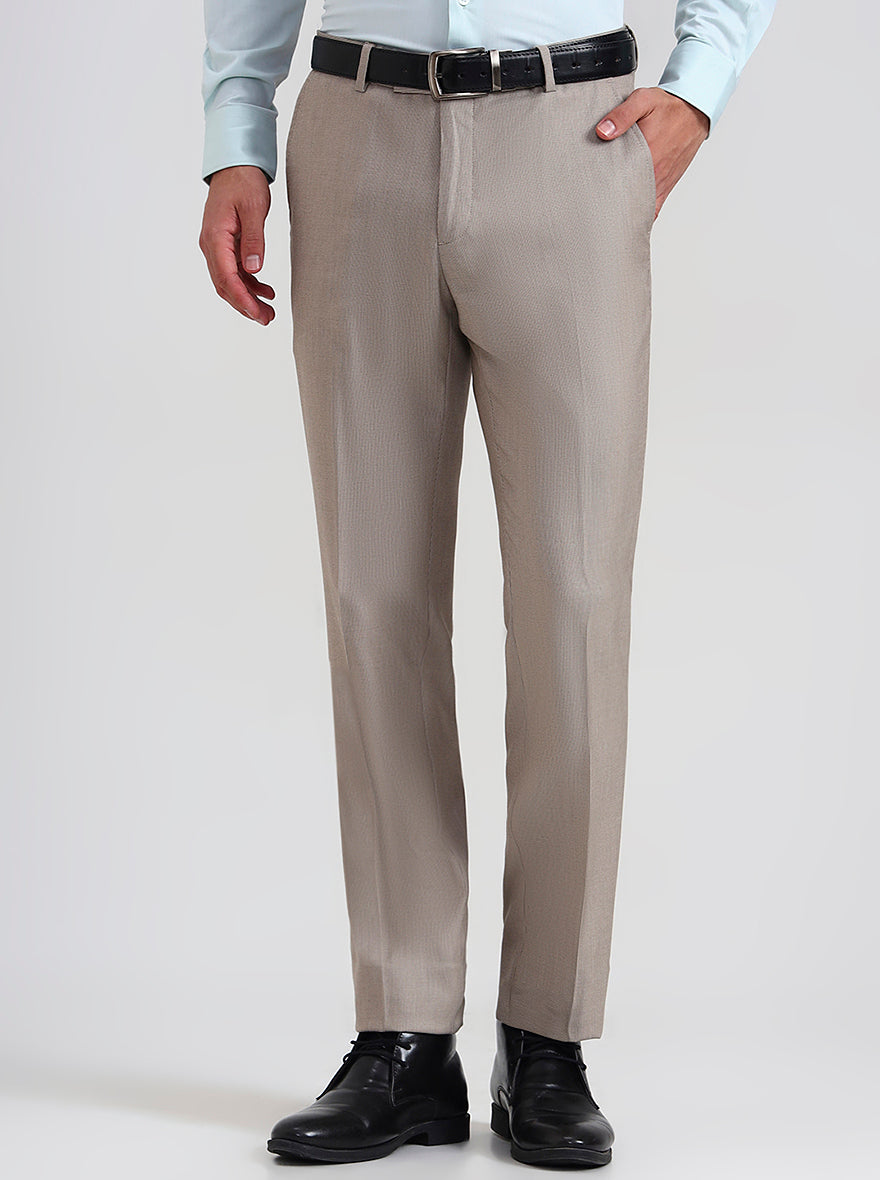 Fawn Printed Slim Fit Formal Trouser | JadeBlue Youth
