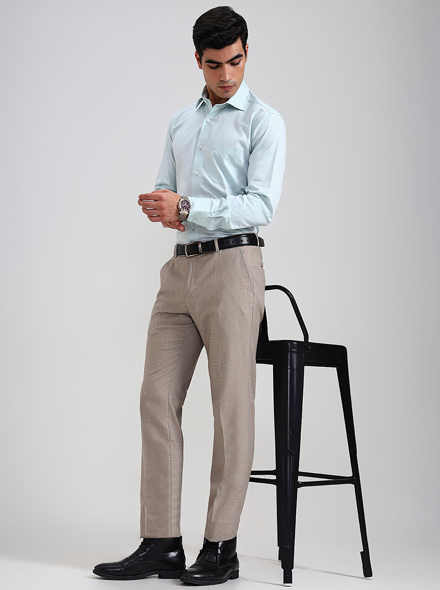 Fawn Printed Slim Fit Formal Trouser | JadeBlue Youth