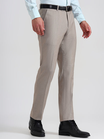 Fawn Printed Slim Fit Formal Trouser | JadeBlue Youth