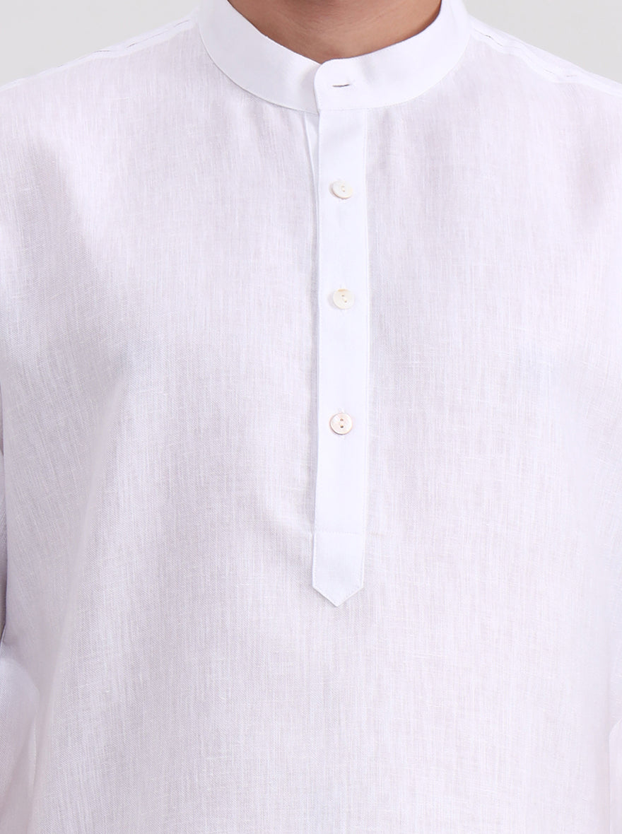 White Solid Regular Fit Modi Kurta | JadeBlue