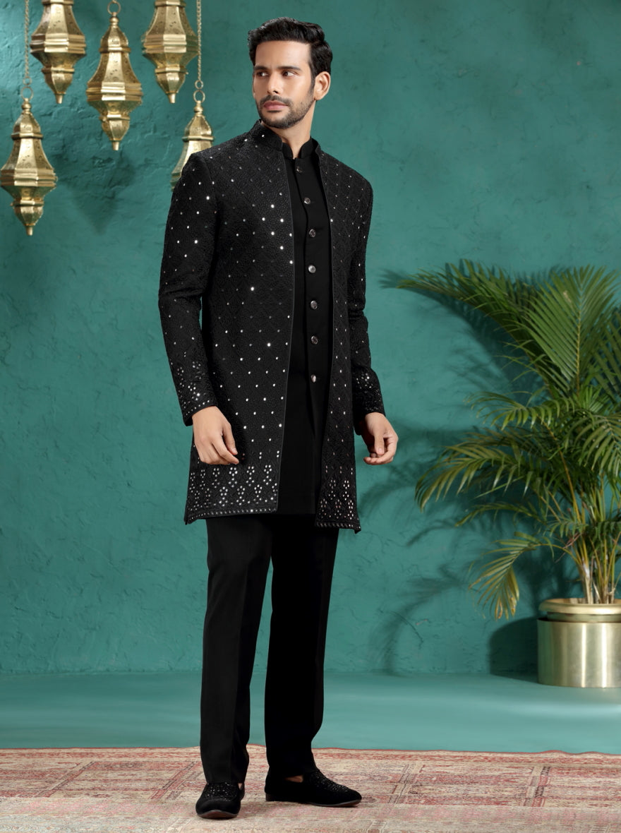 Black Embroidered Indowestern | TULA