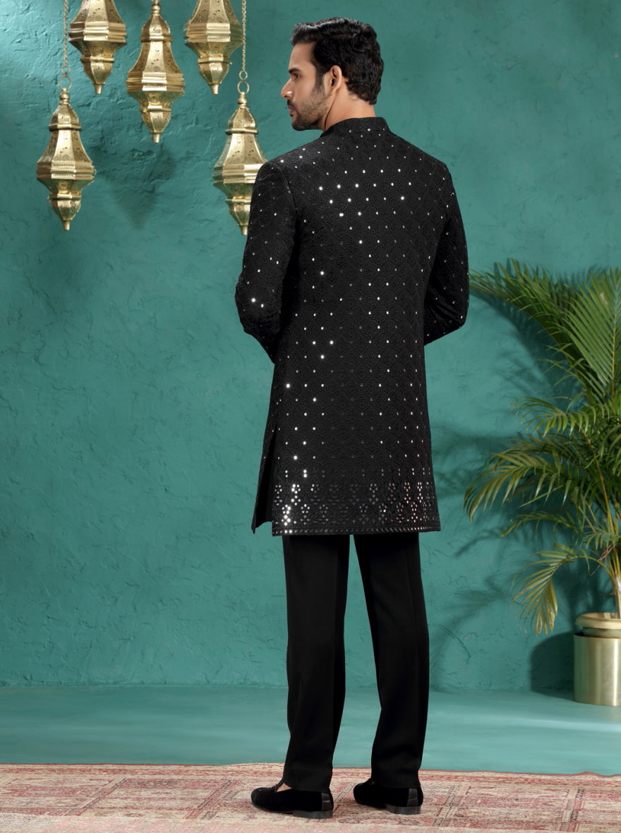 Black Embroidered Indowestern | TULA