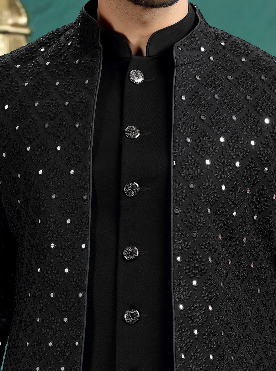 Black Embroidered Indowestern | TULA