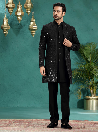 Black Embroidered Indowestern | TULA