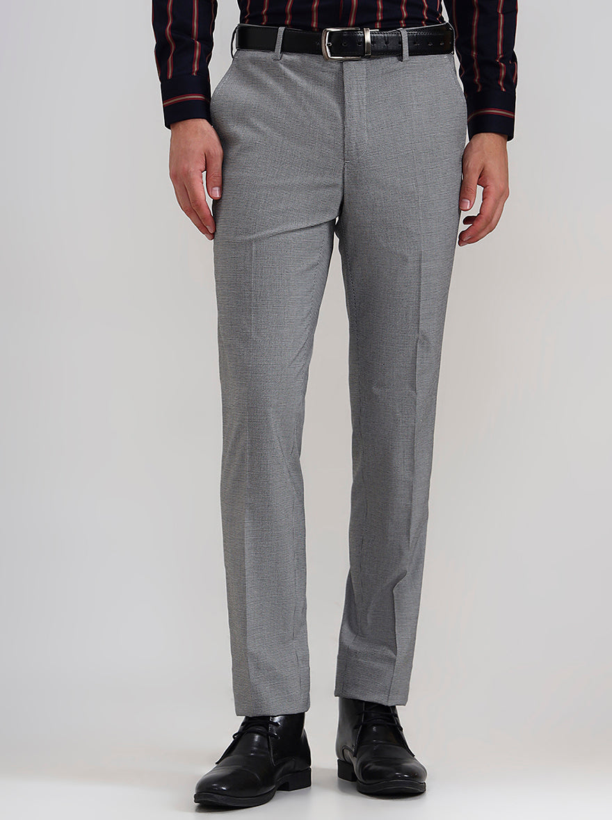 Grey Solid Slim Fit Formal Trouser | JadeBlue Youth