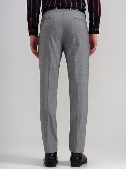 Grey Solid Slim Fit Formal Trouser | JadeBlue Youth