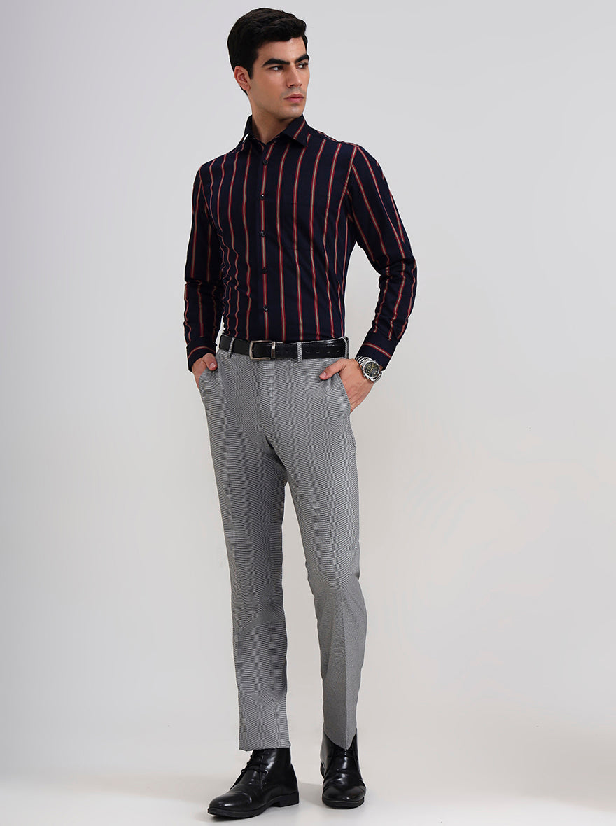 Grey Solid Slim Fit Formal Trouser | JadeBlue Youth