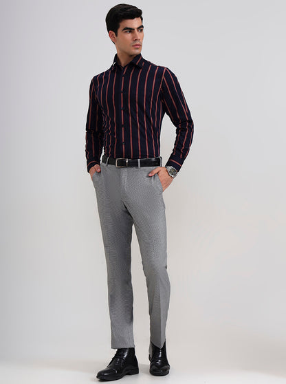 Grey Solid Slim Fit Formal Trouser | JadeBlue Youth