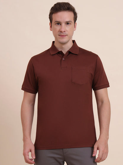 Brick Red Solid Regular Fit Polo T-Shirt | JadeBlue