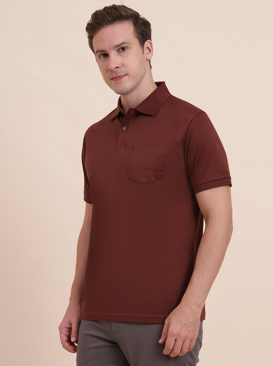 Brick Red Solid Regular Fit Polo T-Shirt | JadeBlue