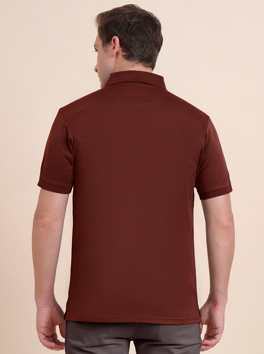 Brick Red Solid Regular Fit Polo T-Shirt | JadeBlue
