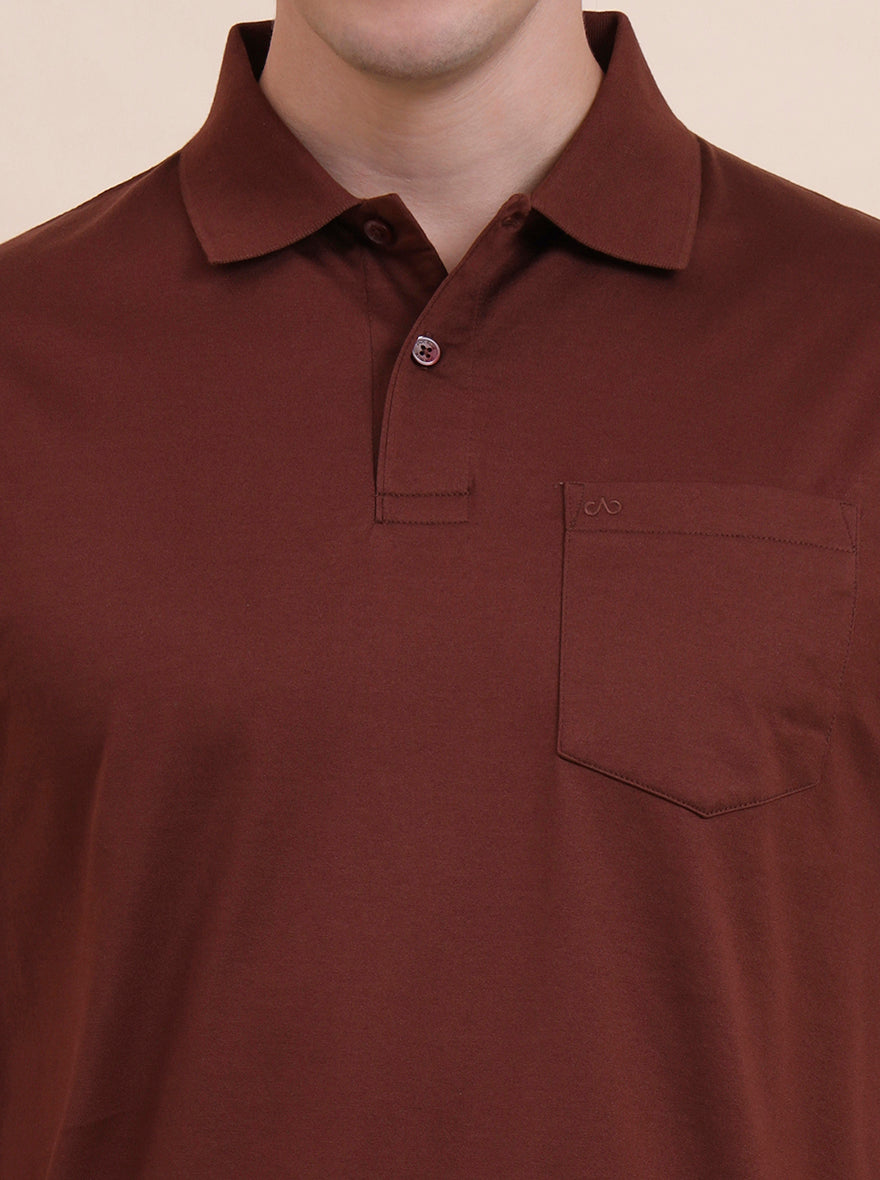 Brick Red Solid Regular Fit Polo T-Shirt | JadeBlue