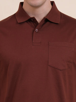 Brick Red Solid Regular Fit Polo T-Shirt | JadeBlue