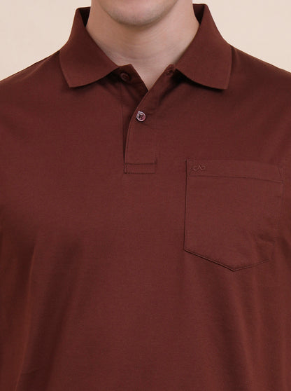 Brick Red Solid Regular Fit Polo T-Shirt | JadeBlue