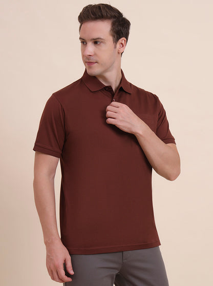 Brick Red Solid Regular Fit Polo T-Shirt | JadeBlue