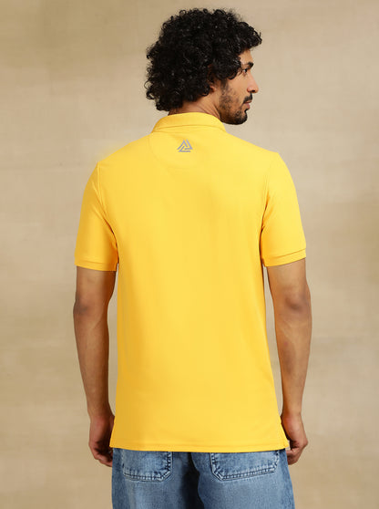 Yellow Solid Slim Fit Polo T-Shirt | Jade Play
