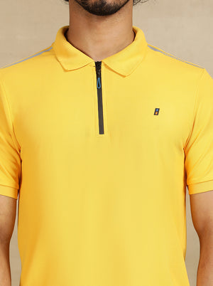 Yellow Solid Slim Fit Polo T-Shirt | Jade Play