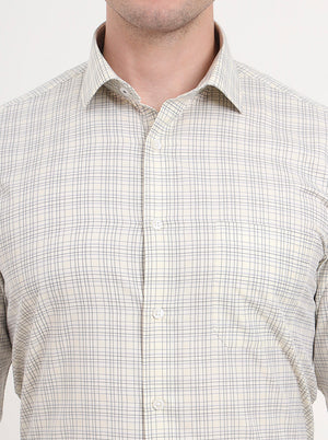 Yellow Checked Slim Fit Formal Shirt | Greenfibre