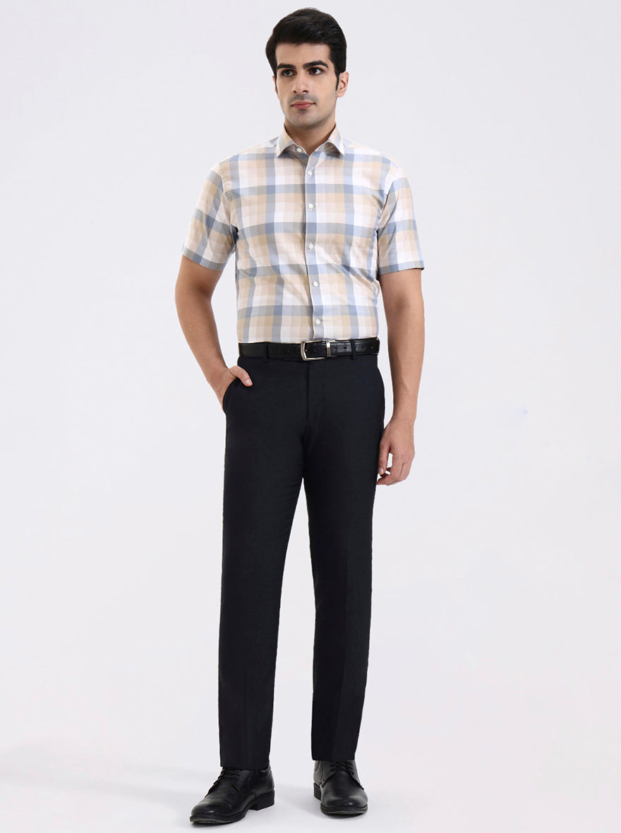 Fawn Checked Regular Fit Formal Shirt | JadeBlue