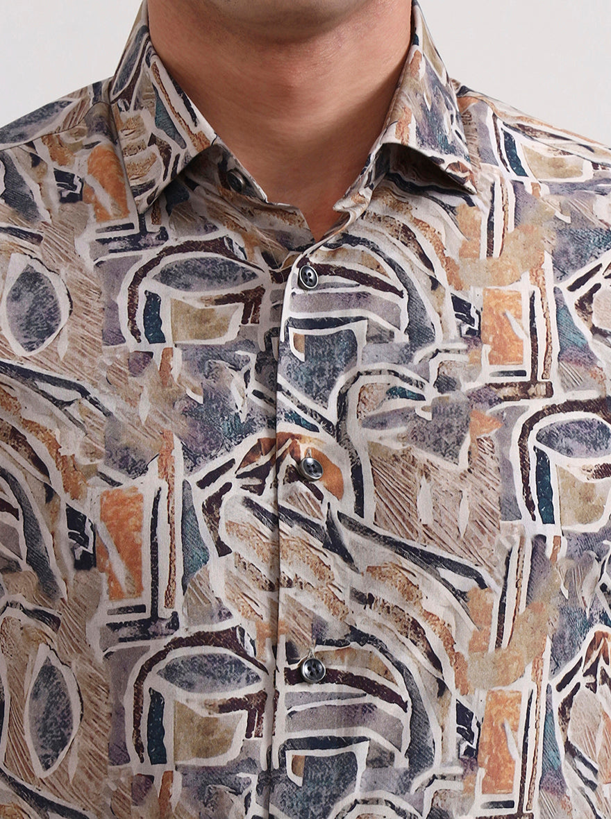 Multicolor Printed Slim Fit Party Wear Shirt | Wyre