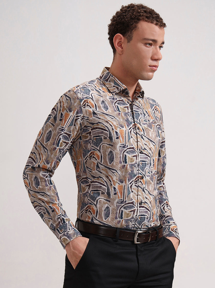 Multicolor Printed Slim Fit Party Wear Shirt | Wyre