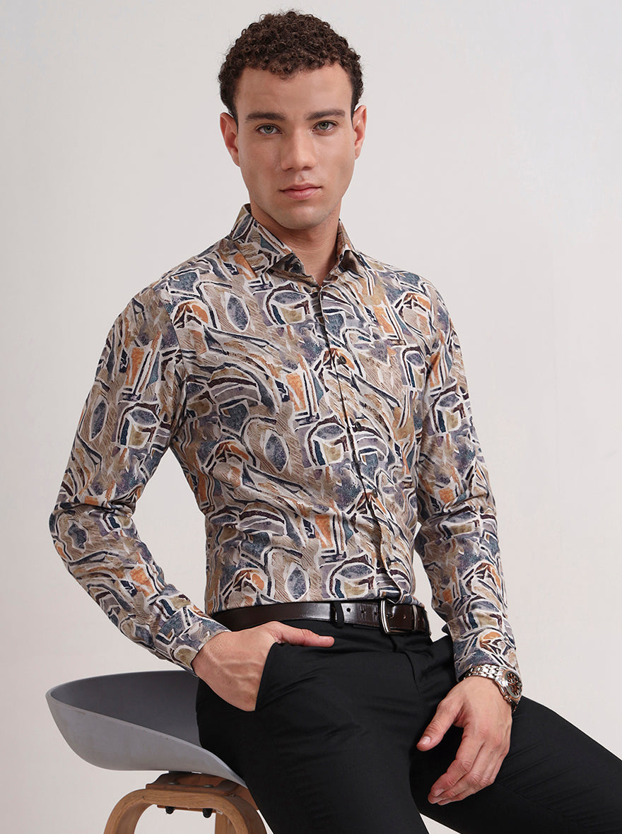 Multicolor Printed Slim Fit Party Wear Shirt | Wyre
