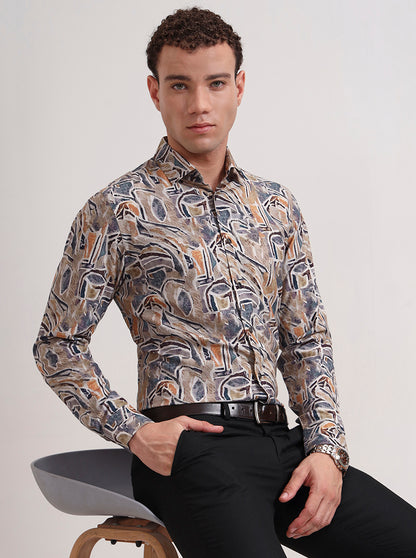 Multicolor Printed Slim Fit Party Wear Shirt | Wyre