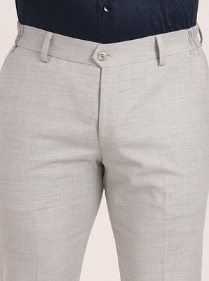 Light Grey Solid Super Slim Fit Formal Trouser | JadeBlue Youth