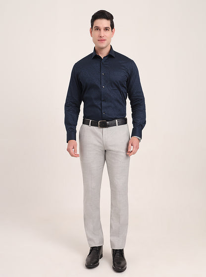 Light Grey Solid Super Slim Fit Formal Trouser | JadeBlue Youth