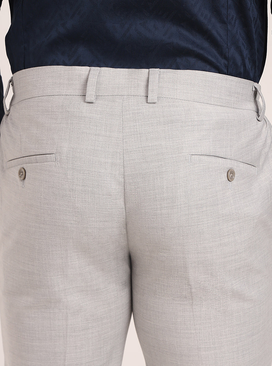 Light Grey Solid Super Slim Fit Formal Trouser | JadeBlue Youth
