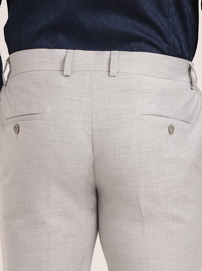 Light Grey Solid Super Slim Fit Formal Trouser | JadeBlue Youth
