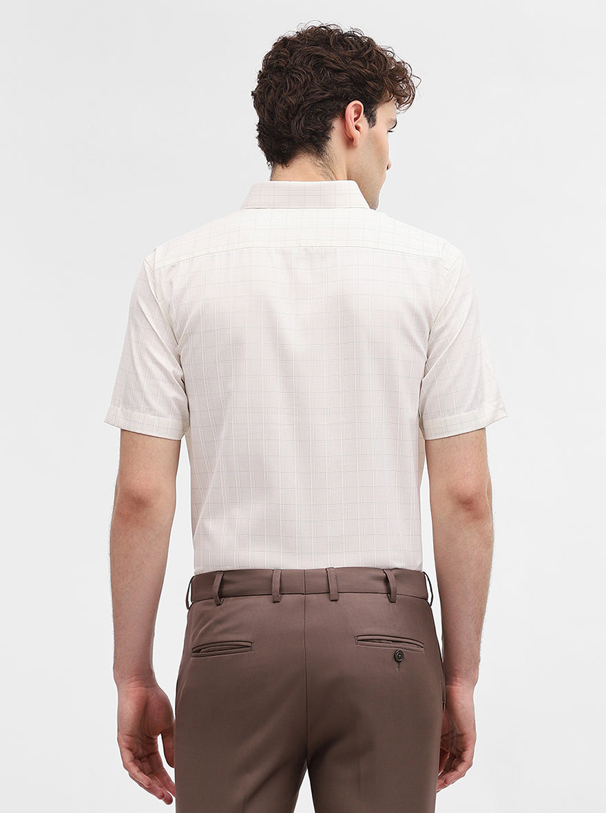 Beige Mint Checked Regular Fit Formal Shirt | Greenfibre