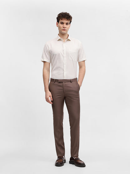 Beige Mint Checked Regular Fit Formal Shirt | Greenfibre