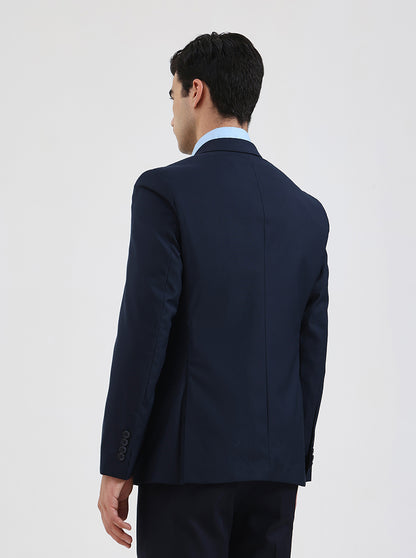 Navy Blue Solid Regular Fit Blazer | JadeBlue